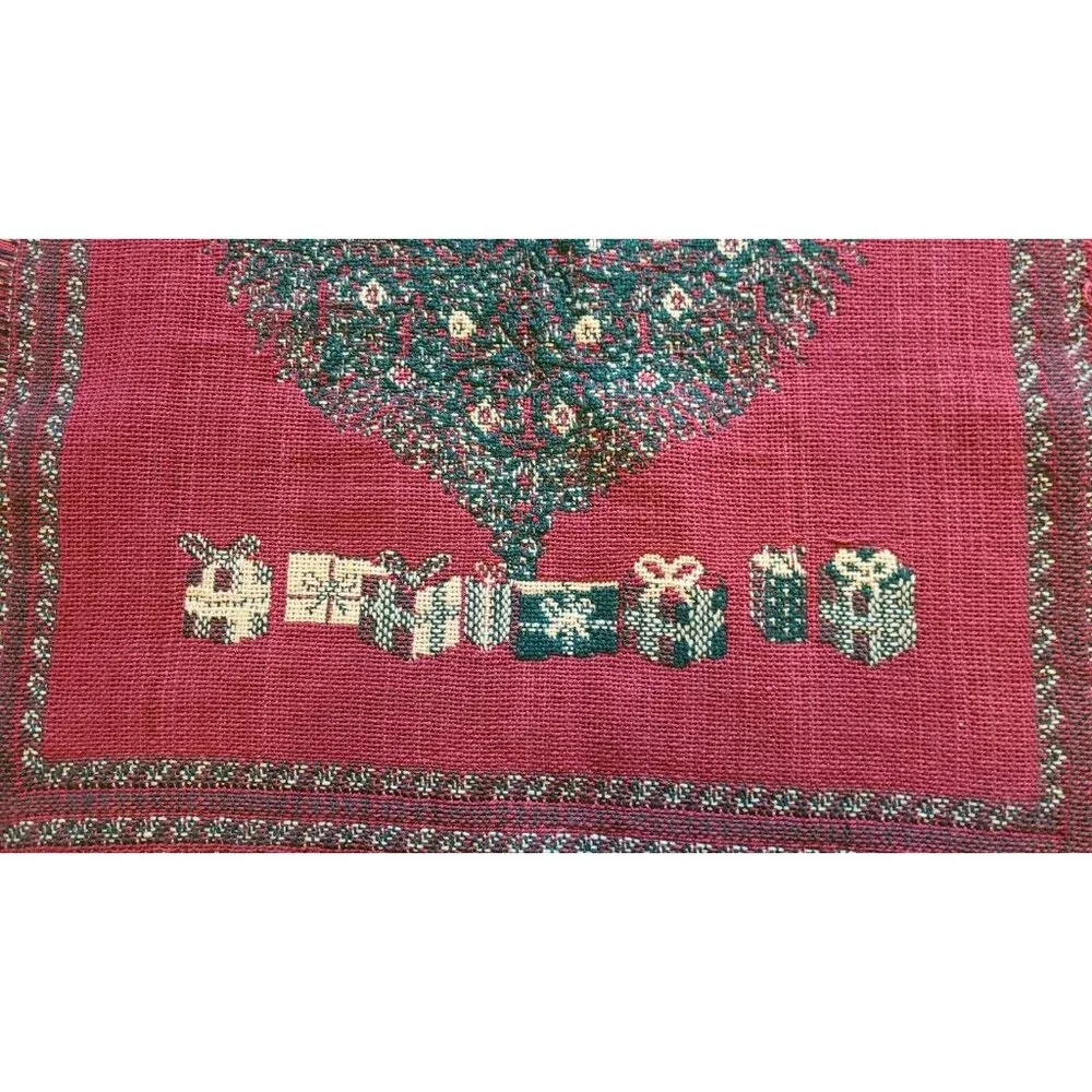 Vtg 1995 Windham Trading Happy Holidays Decorative Throw Blanket‎ Tapestry 24x40